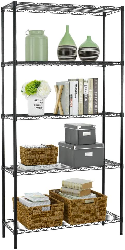 PayLessHere | 6-Tier Wire Shelf with Wheels | 45"x18"x82" | Black