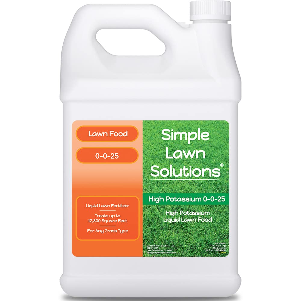 Simple Lawn Solutions - High Potassium Lawn Food Liquid Fertilizer 0-0-25 - Concentrated Spray - Turf Grass Vigor and Plant Hardiness - Summer and Fall - Any Grass Type (32 Ounce)