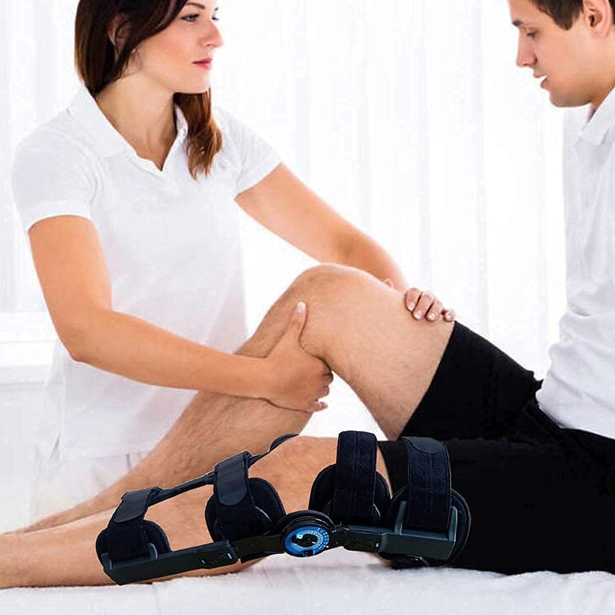 Hinged ROM Knee Brace, Adjustable Post Op Immobilizer for ACL MCL Recovery Walking Exercises