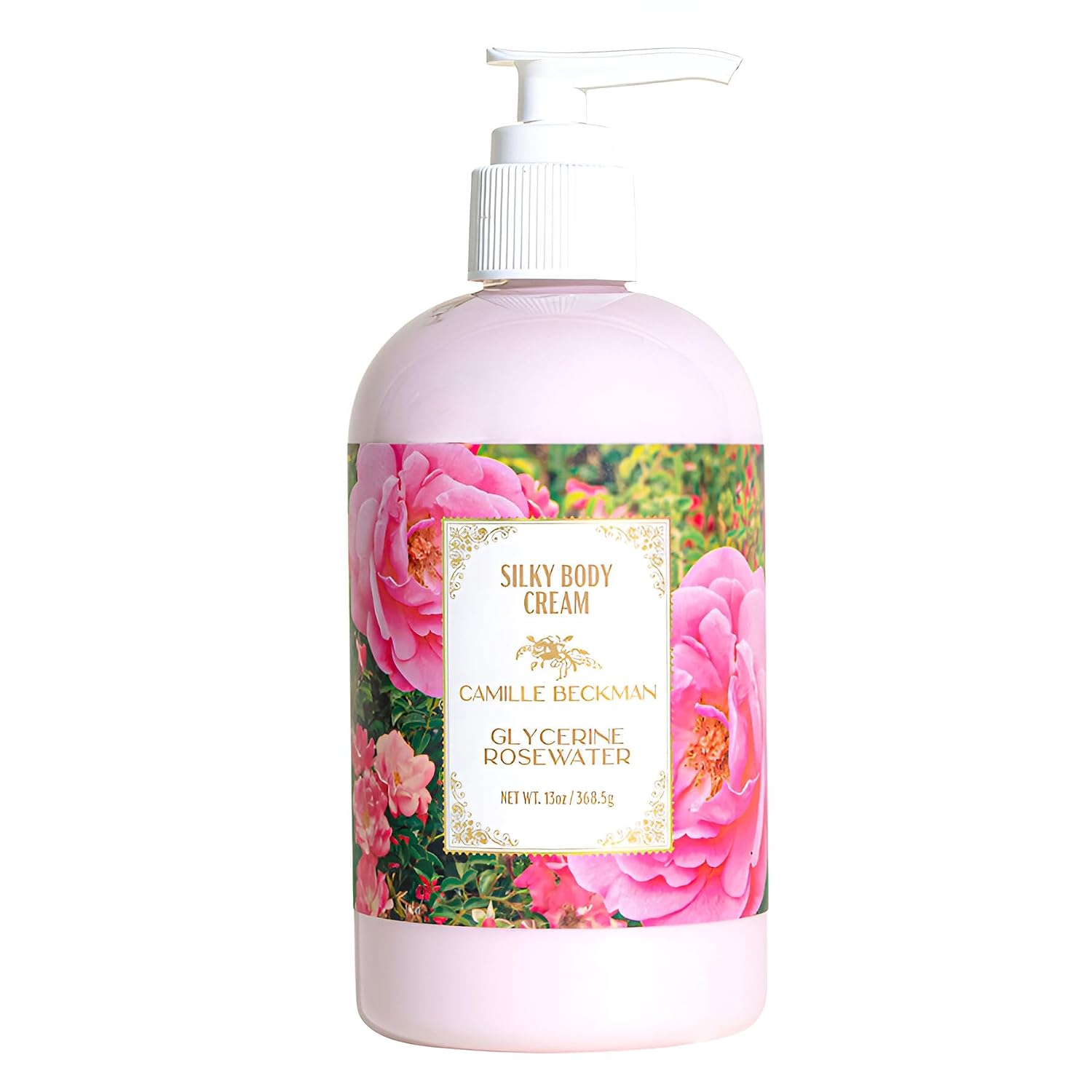 Camille Beckman English Lavender Silky Body Cream, Moisturizer, 13 oz | Sweet almond oil, glycerin, aloe & vitamin E; non-greasy vegan formula; fresh lavender scent; for all skin types; USA made