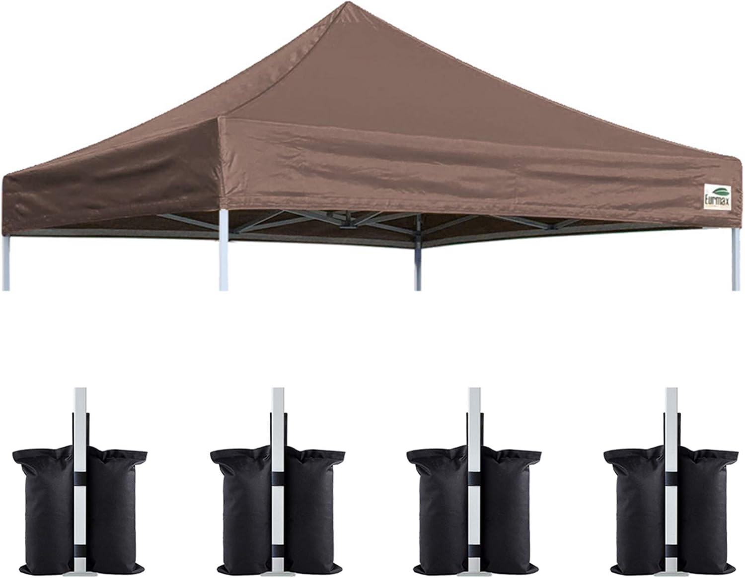 Eurmax USA 10x10 Pop Up Canopy Replacement Top,Universal Instant Canopy Cover ONLY,Heavy Duty UPF 50+ UV Protection,Water & Wind Resistant Tarp,30+ Colors Available,Bonus 4 Sand Bags (White)