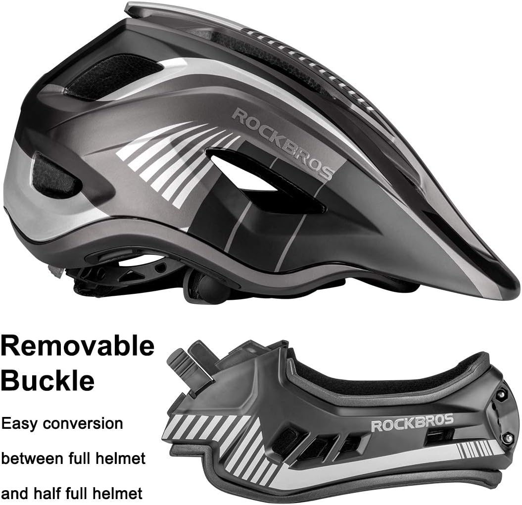 ROCKBROS Kids Full Face Bike Helmet Lightweight Detachable MTB Helmet