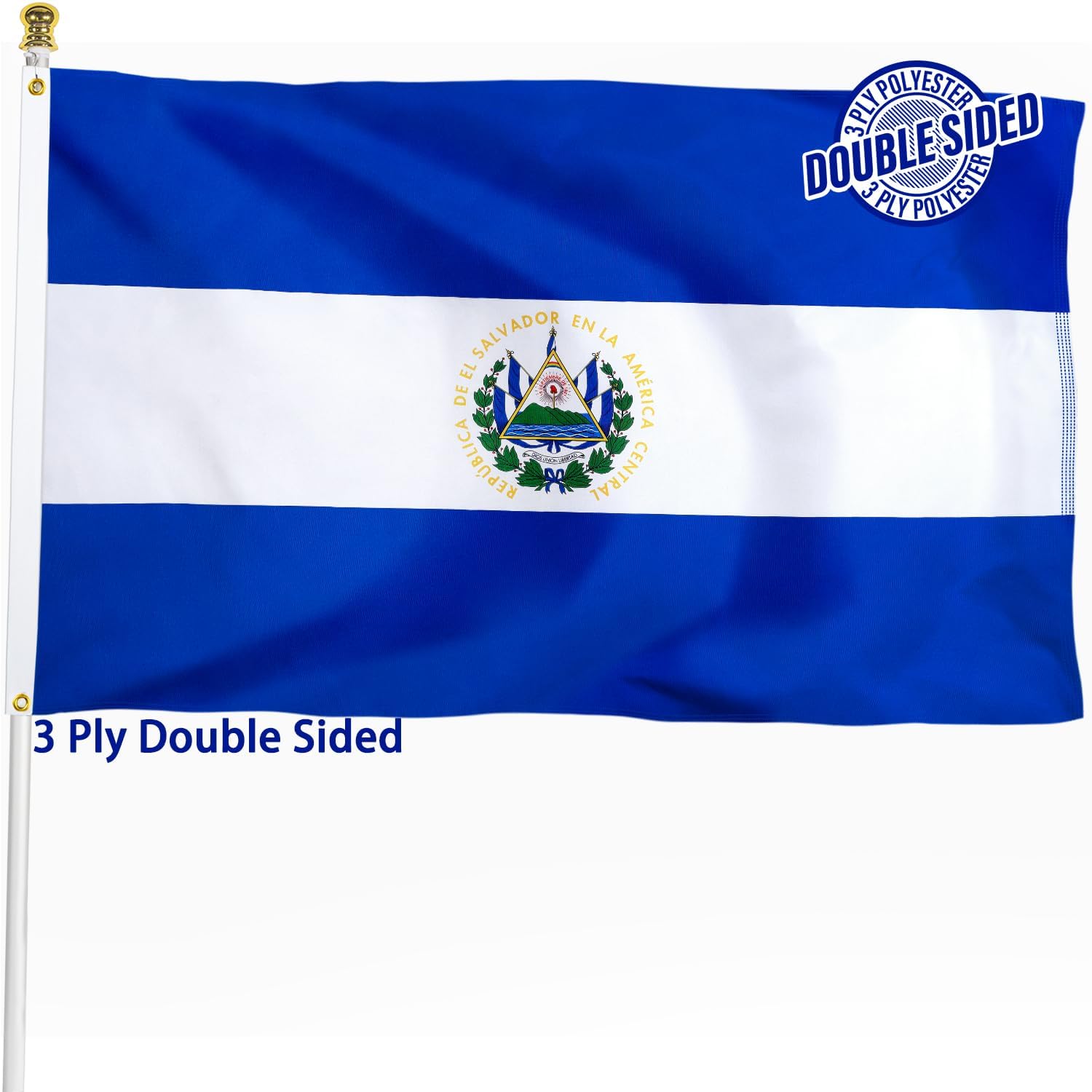 Nicaragua Flag 3x5 ft Outdoor Bandera de Nicaragua Nicaraguan National Flag | Double Sided 3 Ply Heavy Duty Polyester Banner with Brass Grommets for Home and Outdoor Decoration, 4 Rows Stitching