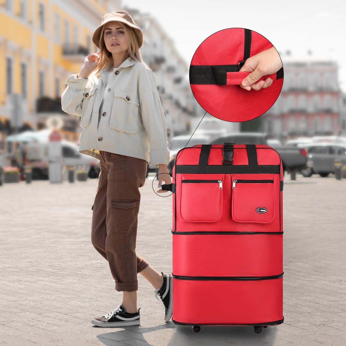 40'' Expandable Rolling Duffel Bag Suitcases w/Wheels,Foldable Luggage Bag