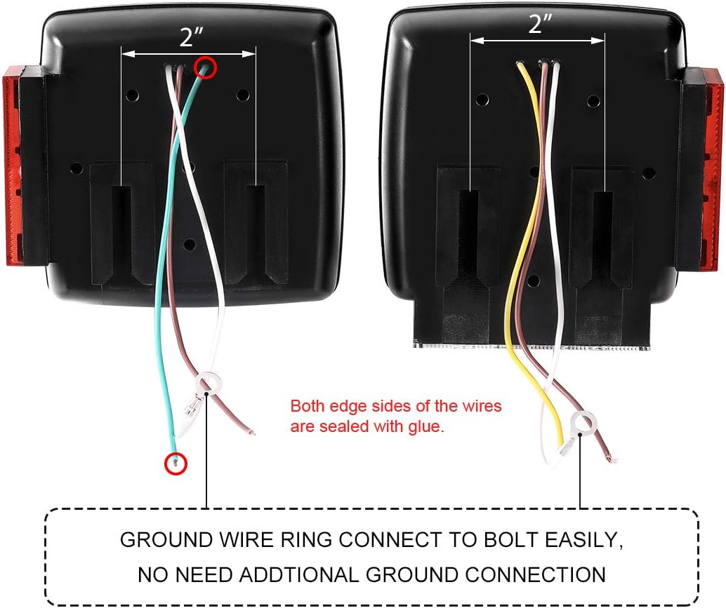 CZC AUTO 12V Submersible LED Trailer Tail Lights Left&Right Reverse Lights | Stop Tail Turn Signal Lights for Under 80 Inch Boat Utility Trailer