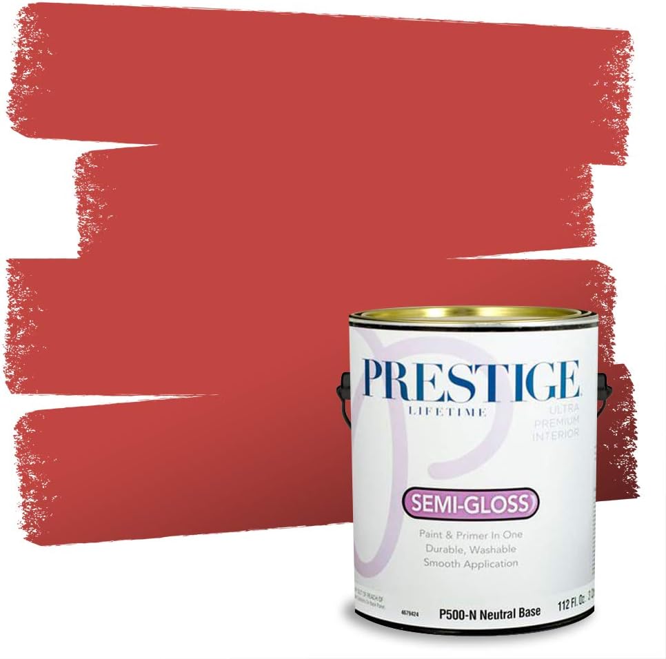 PRESTIGE Paints Exterior Paint and Primer In One, 1-Gallon, Satin, Comparable Match of Sherwin Williams* Real Red*