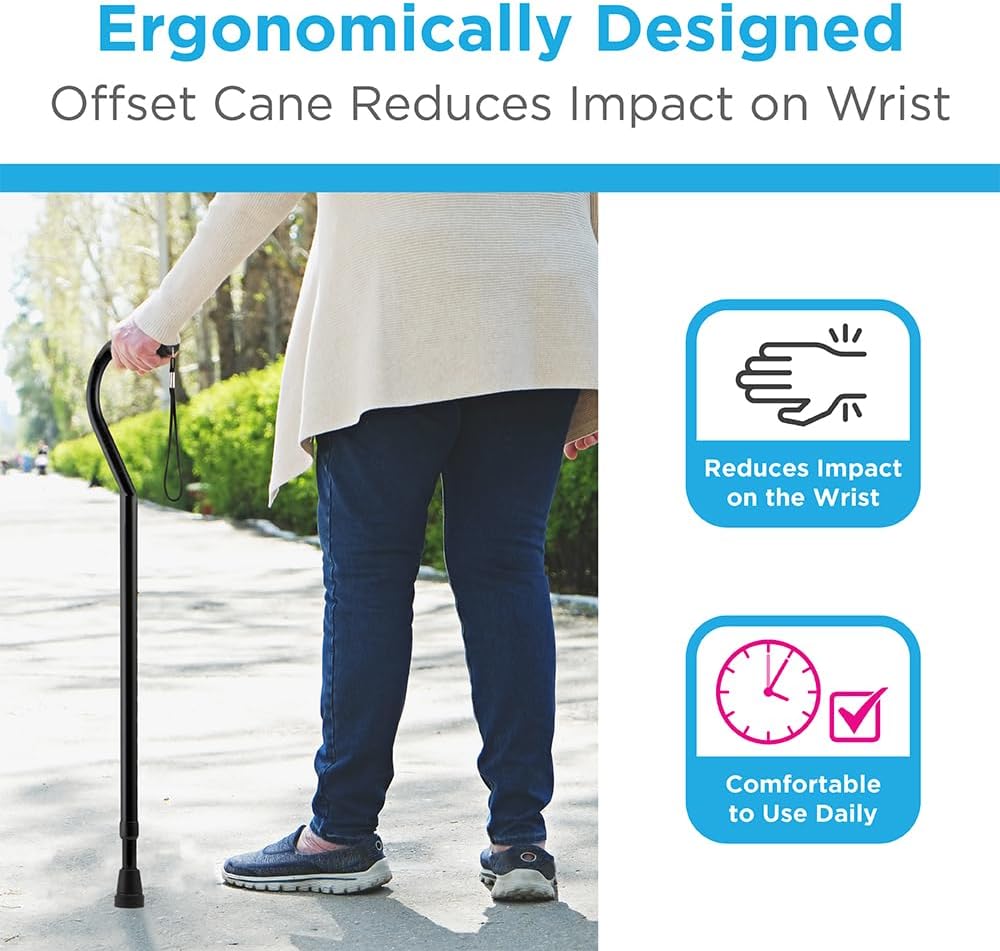 NOVA Designer Walking Cane with Offset Handle, Lightweight Adjustable Walking Stick with Carrying Strap, “Maui Flowers” Design