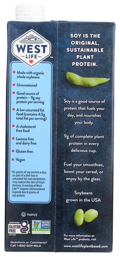 Westsoy Soymilk Unsweetened Organic, Gluten Free, 32-ounce box (pack of 2)