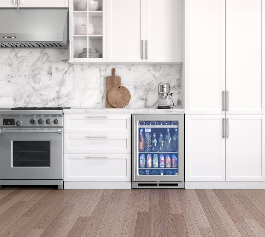 Zephyr Presrv 15 Inch Slim Wine Fridge Beverage Refrigerator Under Counter