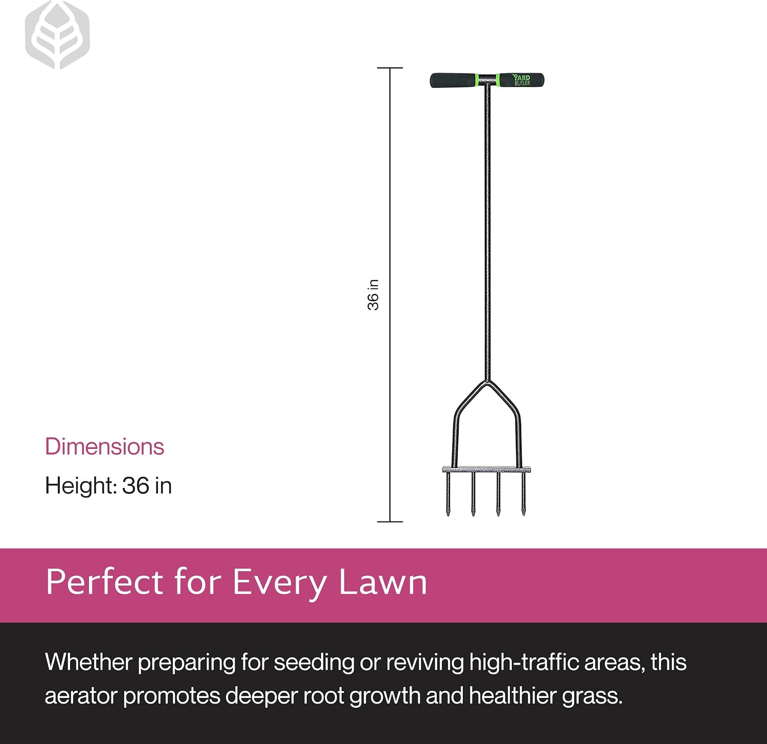 Yard Butler Manual Lawn Coring Aerator, ID-6C - Lawn Care Tool for Aerating - Long-Handled - Power-Coated Steel Construction - Comfortable Cushioned Handles Garden Tool - Easy to Use | Long-Handled Aerator, Powder-Coated Steel Construction, Cushioned Han…