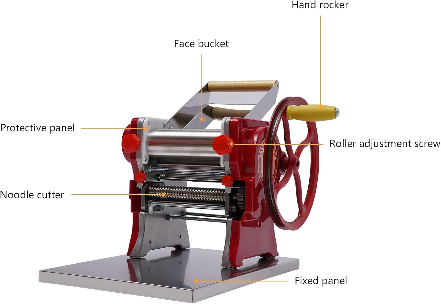 Noodle Machine, TBVECHI Iron Body Multi-functional Manual Noodle Pasta Dumpling Skin Maker Machine Stainless Steel Dough Stick Kitchen Home