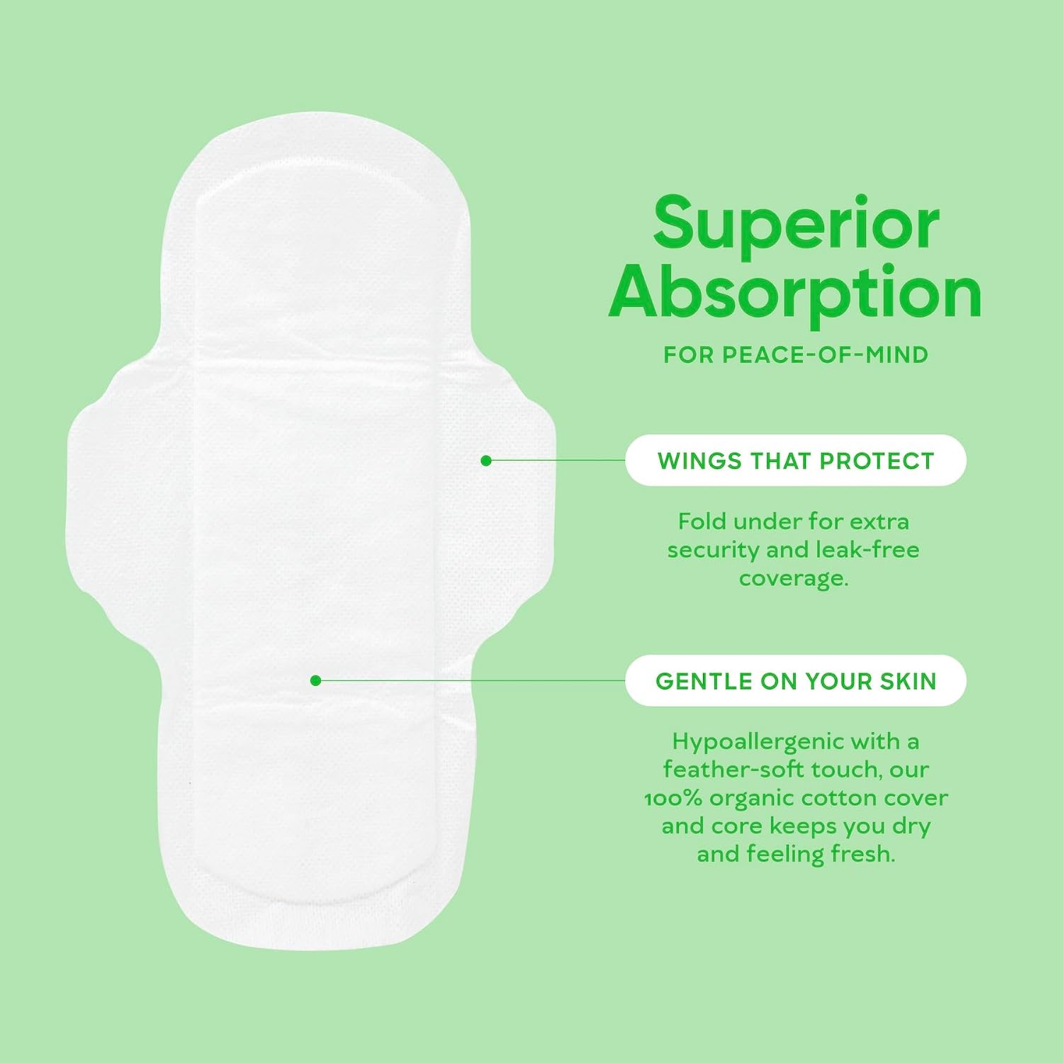 Oi | Organic Initiative - Ultra Thin Pads with Wings, 20 Count (10 Regular/10 Super) | 100% Certified Organic Cotton Pads, Unscented | Leak Free, Biodegradable Thin Pads for Women | Non-GMO, Non Toxic