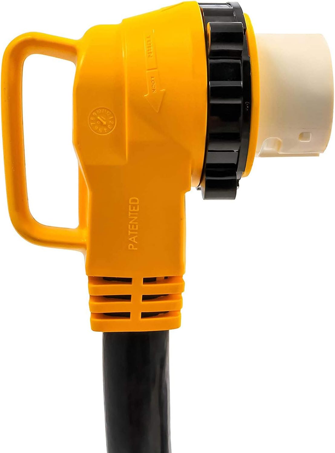 Camco Power Grip 25-Ft 50 Amp RV Extension Cord - NEMA 14-50P Male & FSS2-50R Locking Female Connectors - Rated for 125/250 V/12,500 W - Features Copper 6/3 + 8/1-Gauge Wires for Conductivity (55542)
