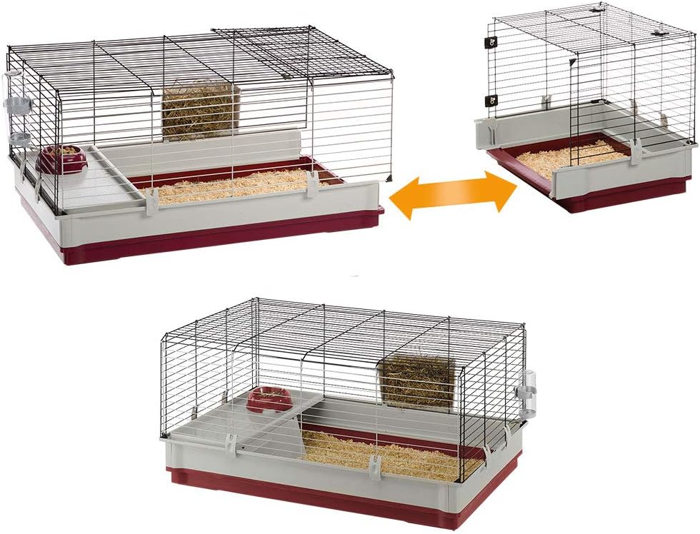 Ferplast Krolik XXL Rabbit Cage w/Wire Extension | Rabbit Cage Includes All Accessories & Measures 63.8L x 23.62W x 19.68H Inches | 1-Year Warranty