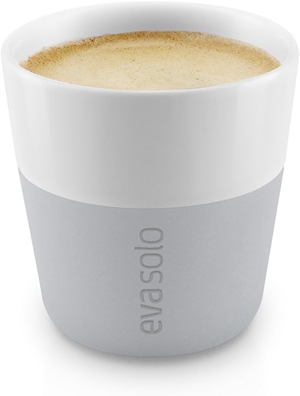 Eva Solo | 2 Lungo Tumbler Mugs | 8 oz Porcelain Coffee Cup Tumblers with Silicone-coated Grip | Danish Design, Functionality & Quality | Black