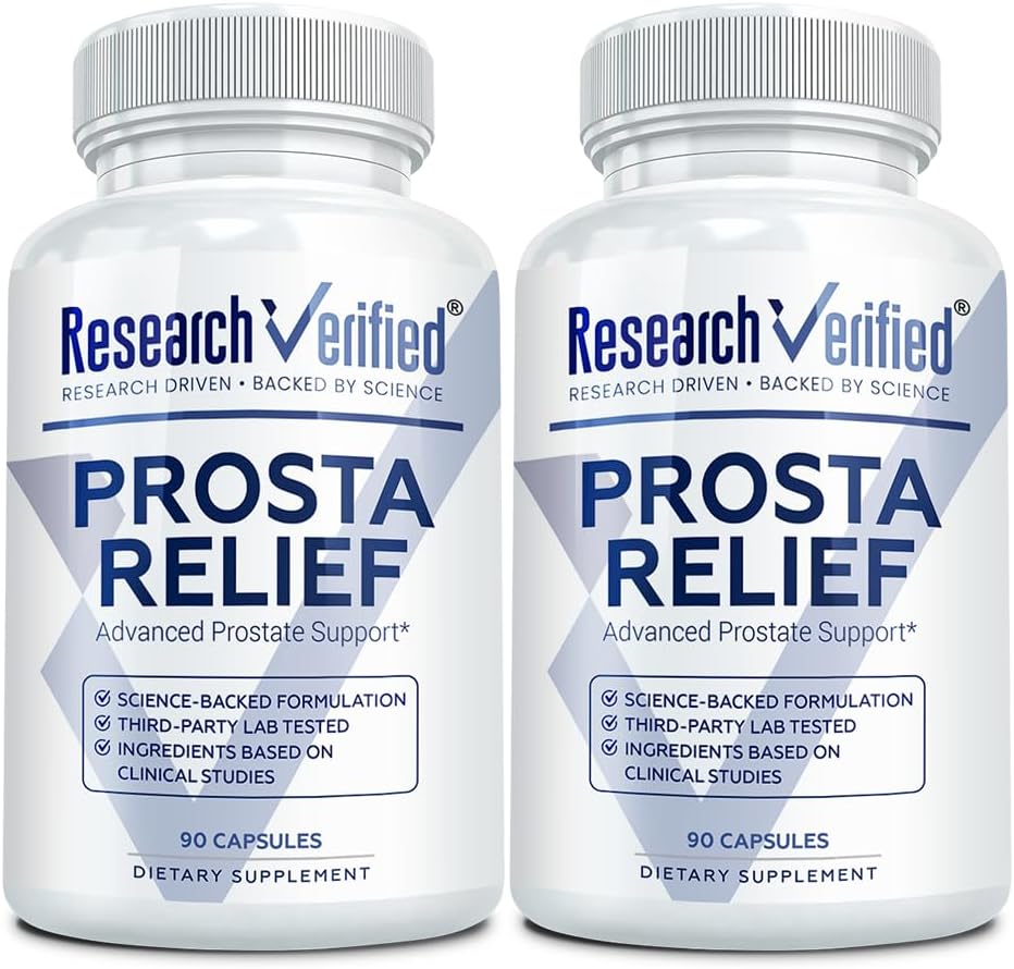 Research Verified Prosta Relief - Saw Palmetto and Bioperine - Prostate Health, Bladder & Urinary Health, Drive and Performance - Pure Natural, 90 Capsules (Pack of 1)