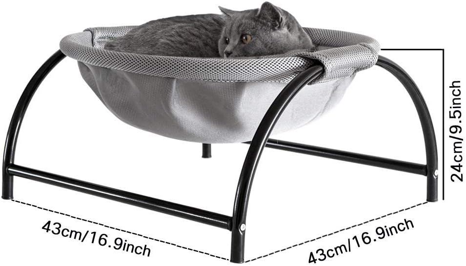 JUNSPOW Cat Bed Sleeping Cat Hammock, 16.9in x 16.9in x 9.5in, Grey