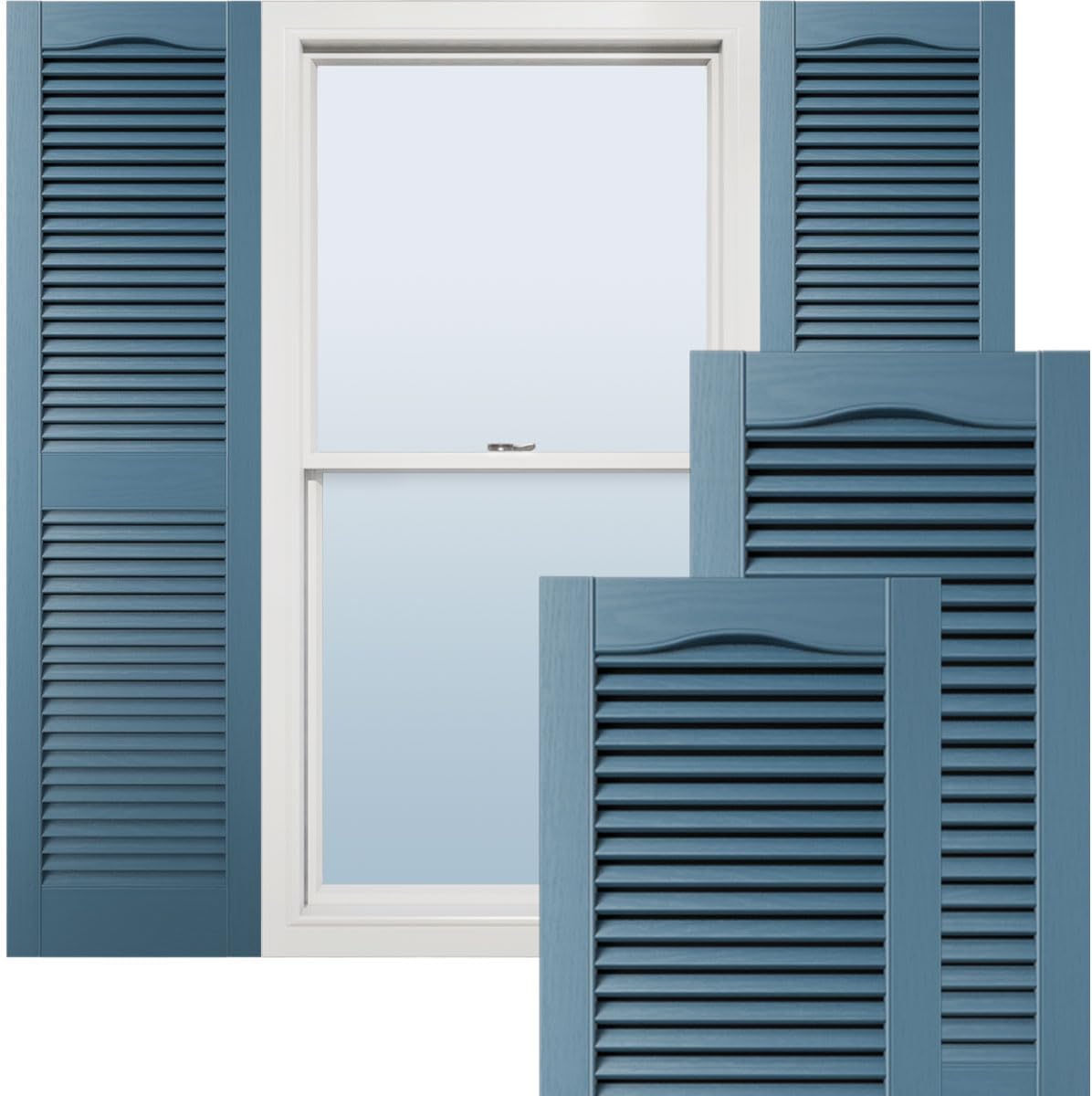 Ekena Millwork Lifetime Vinyl LL1S12X03600BL Standard Cathedral Top Center Mullion, Open Louver Vinyl Shutters, w/Installation Shutter-Lok's & Matching Screws (Per Pair), 12"W x 36"H, Black