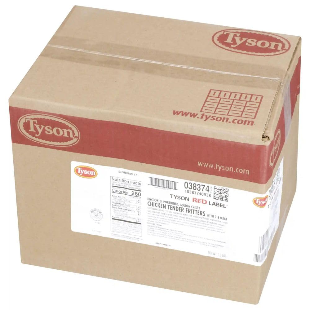 Tyson Red Label Select Cut Golden Crispy Uncooked Breaded Chicken Breast Tenderloin, 5 Pound -- 2 per case.