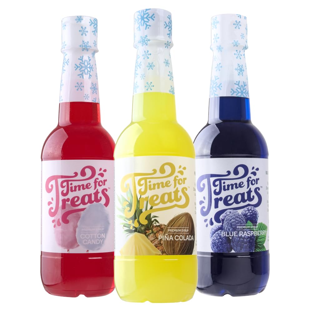 Time For Treats 3-Pack Tropical Punch, Watermelon, Lime Syrup 16.9 Fluid Ounce Per Bottle for Snow Cones, Homemade Sodas, Cocktails, Coffee, Baking and More