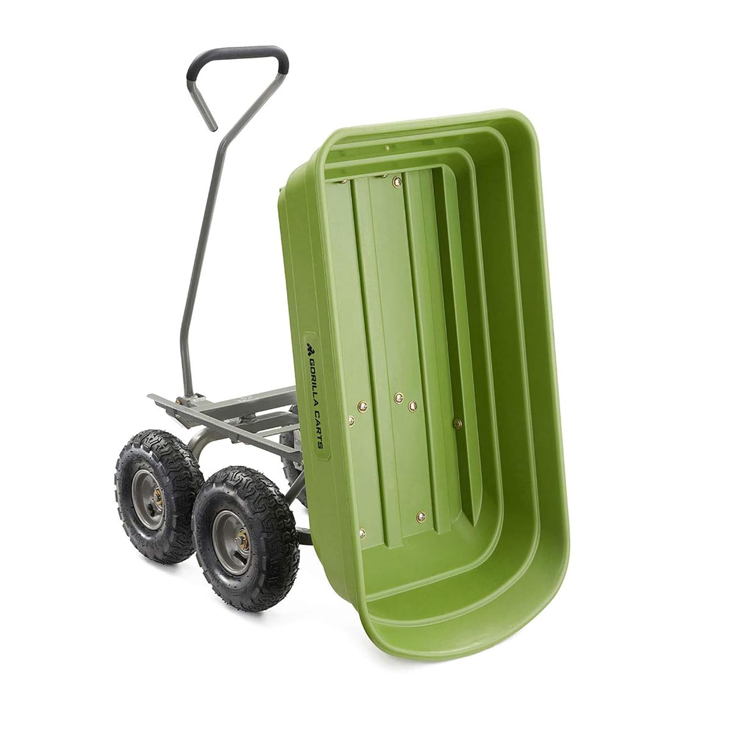Gorilla Carts Poly Garden Dump Garden Cart with Easy to Assemble Steel Frame, Camping Wagon with Quick Release System, 1200 Pound Capacity, and 13 Inch Tires | 1,200-lb Capacity, 6 Cu Ft Tub Poly Dump Cart with Quick-Release Dump for Bigger Yard Cleanup…