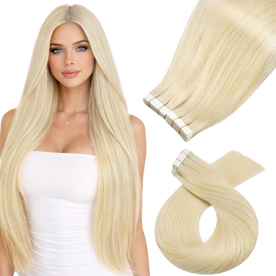 Moresoo Black Tape in Hair Extensions Human Hair, 18 Inch, 20Pcs, 50g