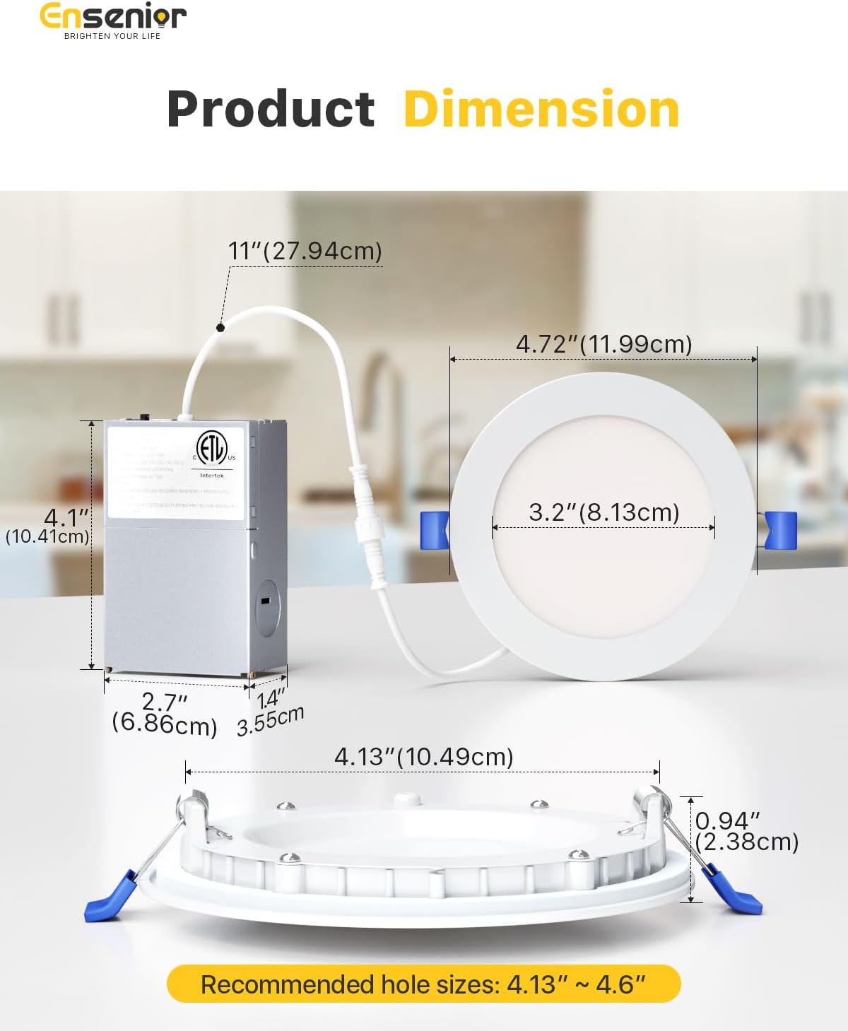 Ensenior 6 Pack 6 Inch LED Recessed Light, 5CCT Dimmable Canless Wafer