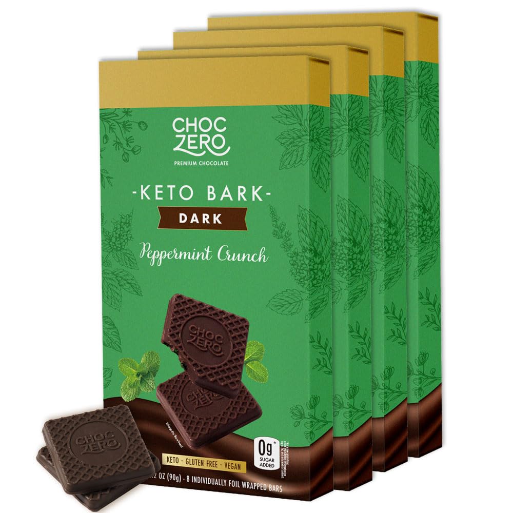 ChocZero 70% Cocoa Sugar Free Dark Chocolate Squares, Vegan, 4 Pack | No Sugar Alcohols, Keto, Low Carb, High Fiber, Gluten Free, 32 Total Candy Squares