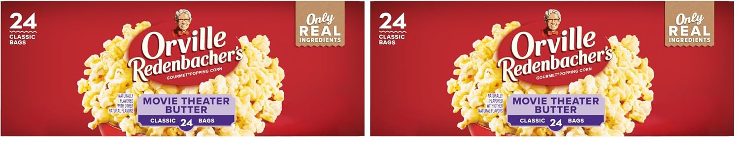 Orville Redenbacher's Movie Theater Butter Microwave Popcorn, 3.29 Ounce Classic Bag, 24-Count