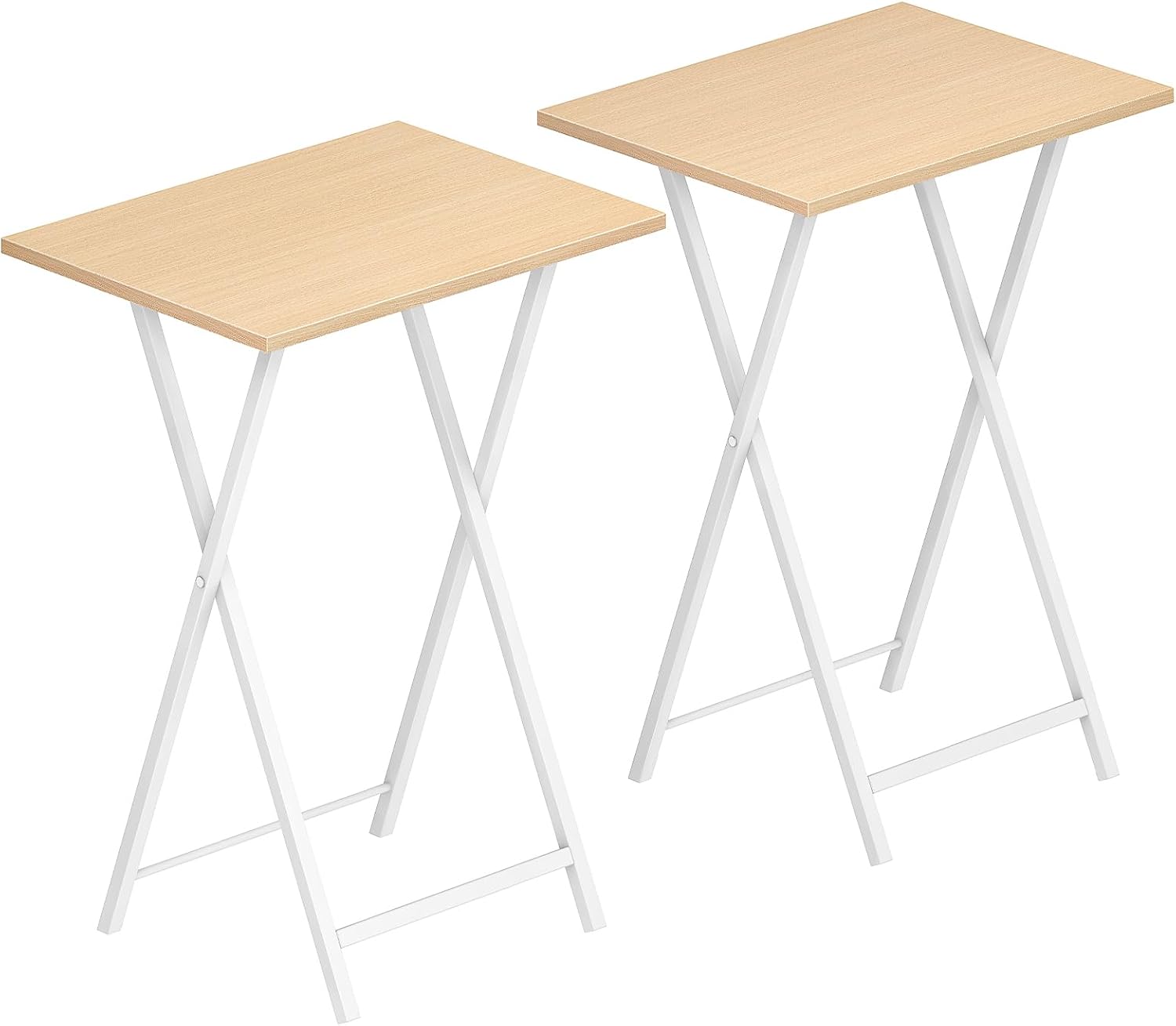 HOOBRO Folding TV Tray Tables, Set of 2 Side Table for Small Space, Industrial Snack Tables for Eating at Couch, Stable Metal Frame, Easy Assembly