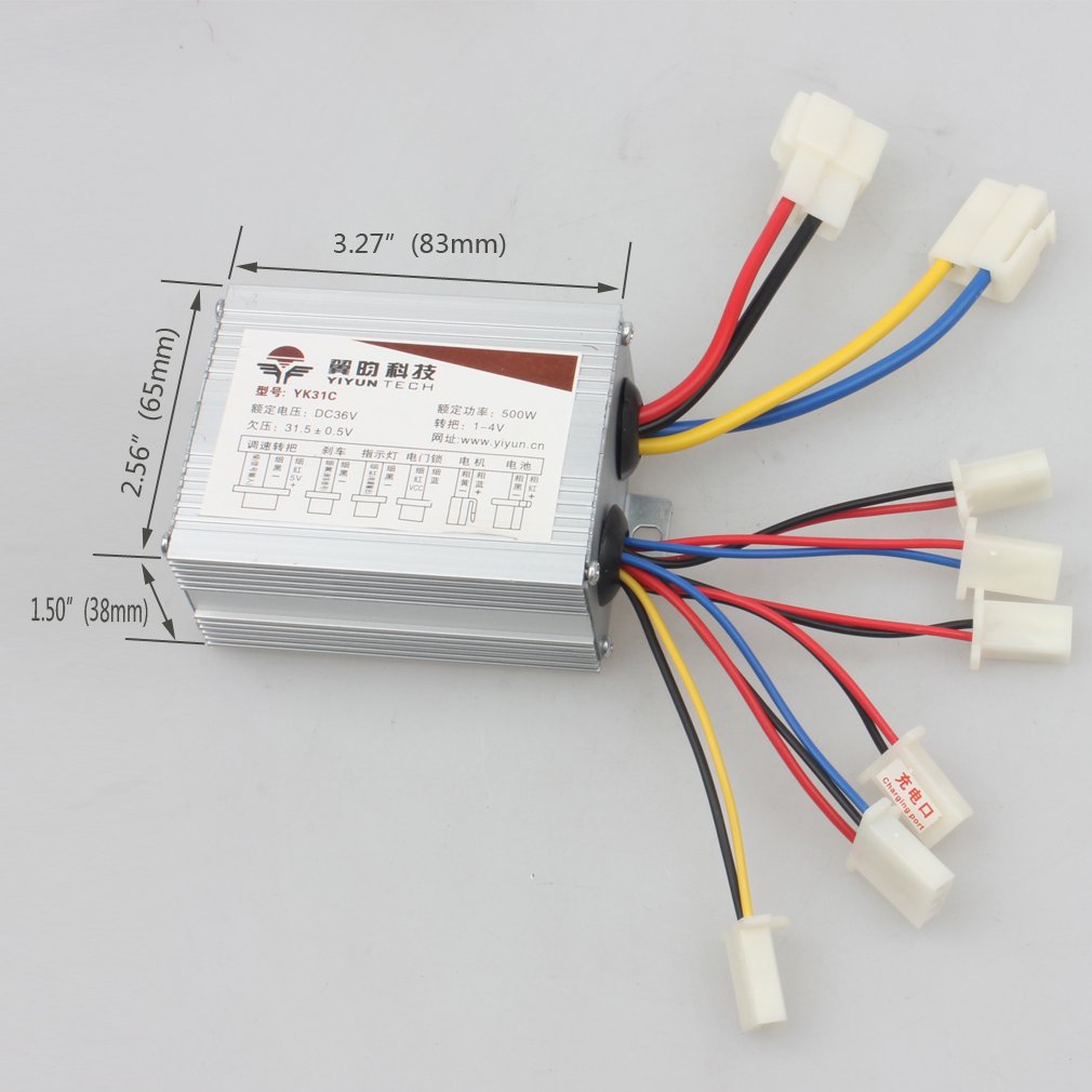 36v 500w Motor Speed Controller for Brushed Motor | for E-Bikes E-Tricycles E-Moto E-Scooter, Rugged Aluminum Housing Withintegrated Cooling Fins
