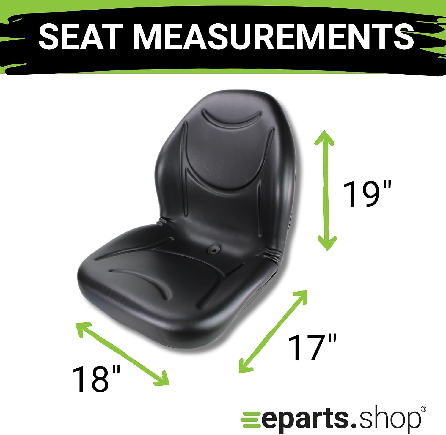Eparts Universal Tractor Seat Replacement, Compact High Back Lawn Mower Seat, Black Forklift Seat, Central Drain Hole