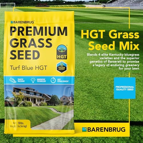 Barenbrug Turf Blue Healthy Grass Technology Grass Seed with Yellow Jacket Coating - Heavy Traffic Seed for Use on Sports Fields, Golf Courses, Parks