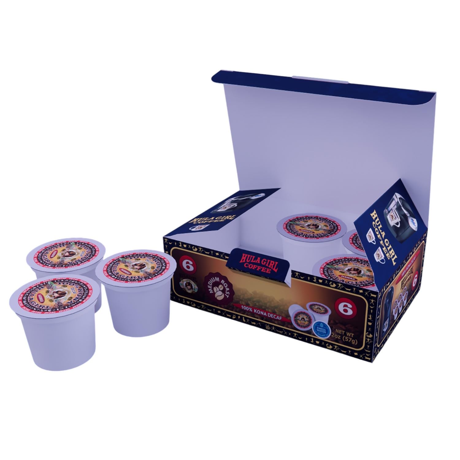Hula Girl 100% Kona Coffee, Single Serve for Keurig K-Cup Brewers, Medium Roast, Works in the New K2
