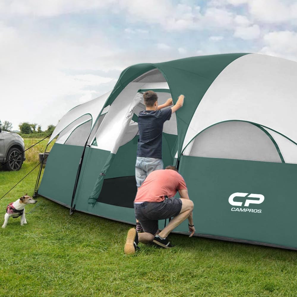 CAMPROS CP 8 Person Camping Tent, Room Divider, Rainfly, Weather Resistant
