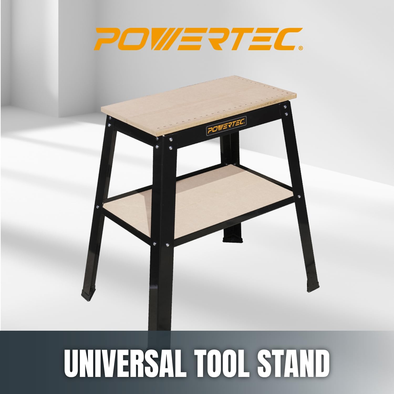POWERTEC Tool Stand, MDF Split Top Expands to 20"x25", 32" Work Height Power Tool Stand for Drill Press, Belt Sander, Bench Grinder, Band Saw