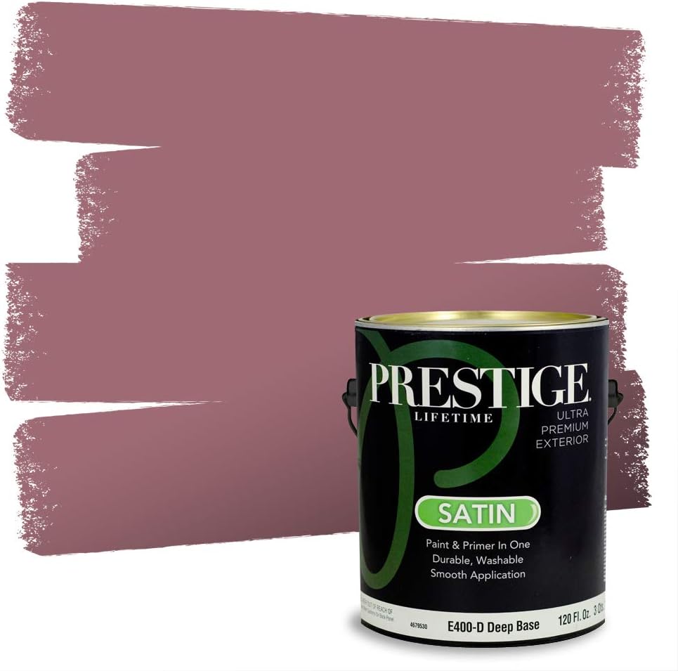 PRESTIGE E500-P-SW6303 Exterior Paint and Primer in One, 1-Gallon, Semi-Gloss, Comparable Match of Sherwin Williams Rose Colored, 1 Gallon, SW17-Rose