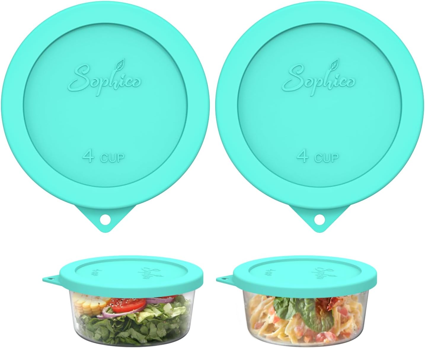 SOPHICO 4 Cup Silicone Lids Replacement for Pyrex & Anchor Hocking 7201-PC