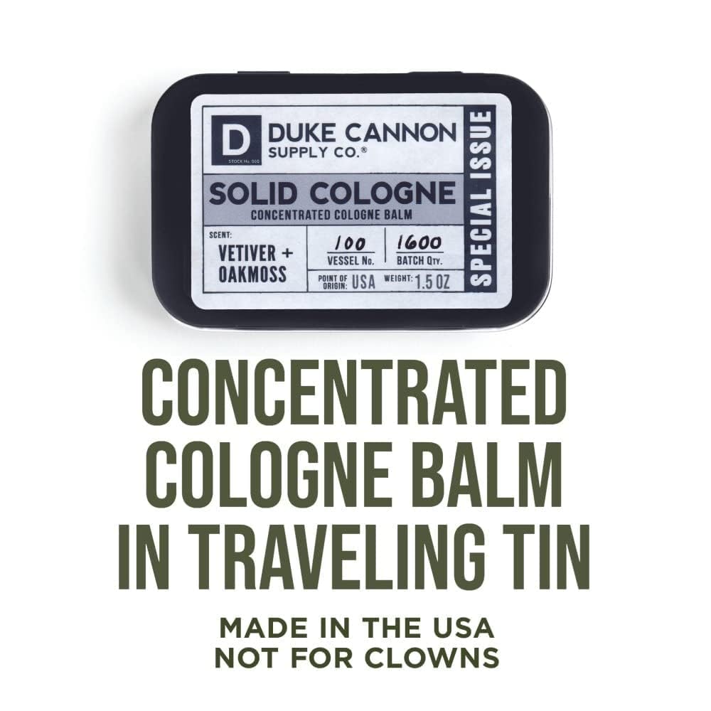 Duke Cannon Solid Cologne for Men, Bourbon Scent, Concentrated Balm, 1.5 oz | Woodsy charred oak barrel aroma inspired by classic bourbon craftsmanship