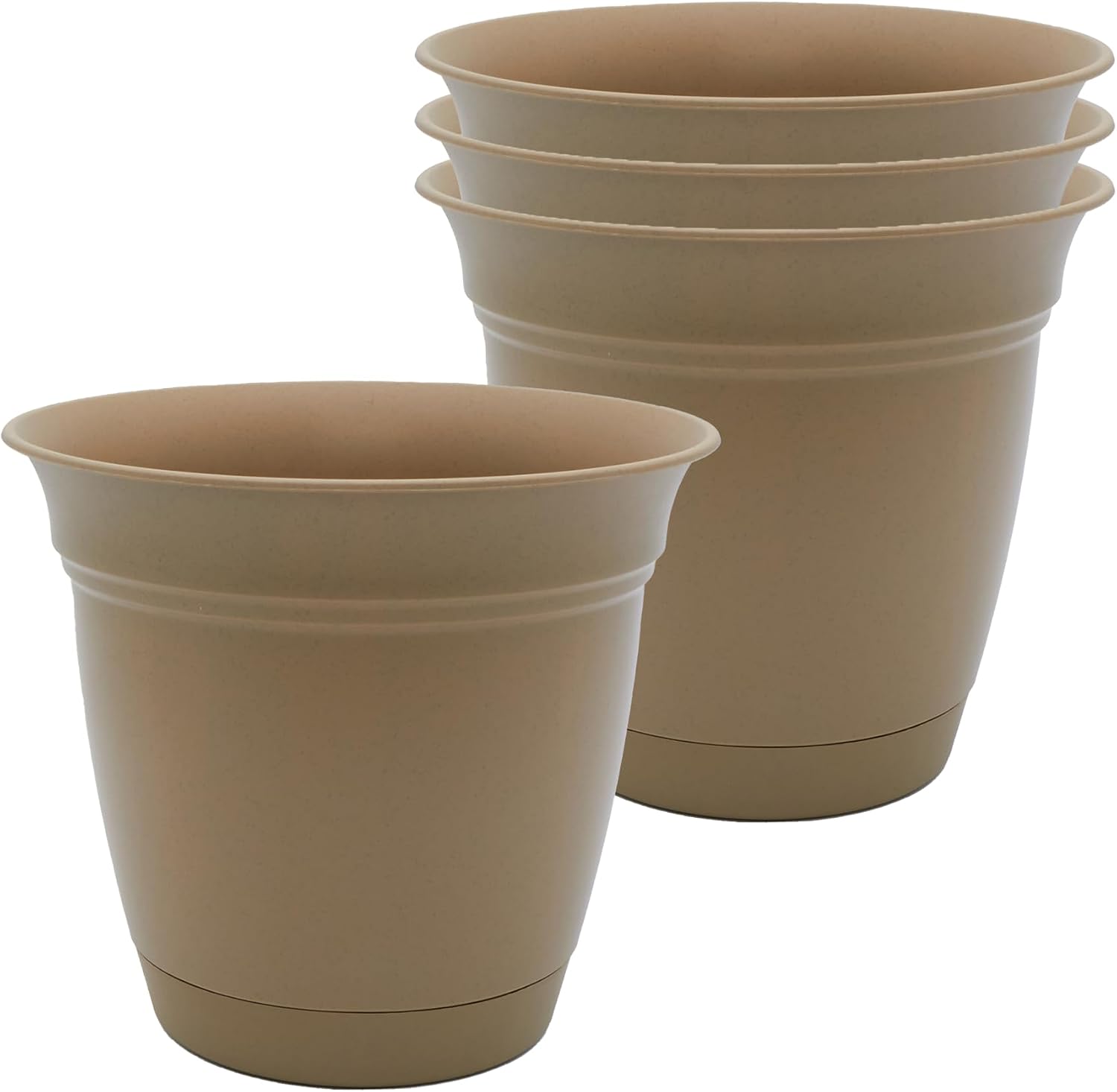 The HC Companies Eclipse Round Planter with Saucer - Outdoor & Indoor Plant Pot with Drainage Holes - Lightweight