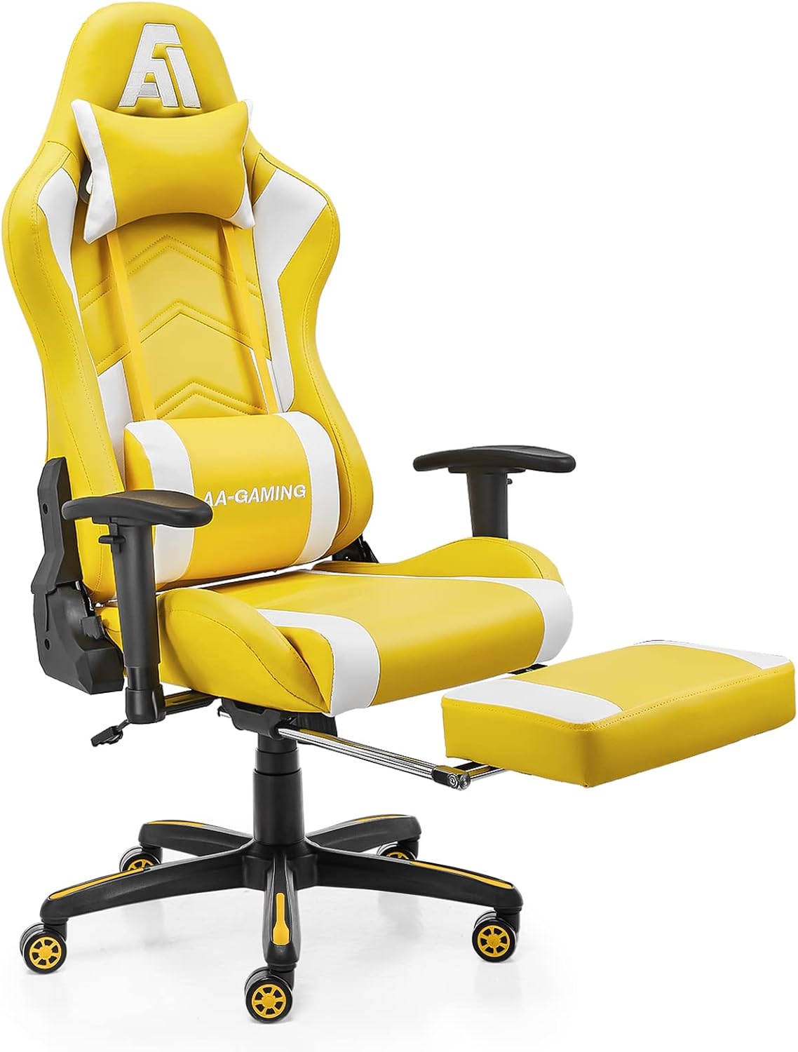 AA Products Gaming Chair Ergonomic High Back Computer Racing Chair Adjustable Office Chair with Footrest, Lumbar Support Swivel Chair - Black