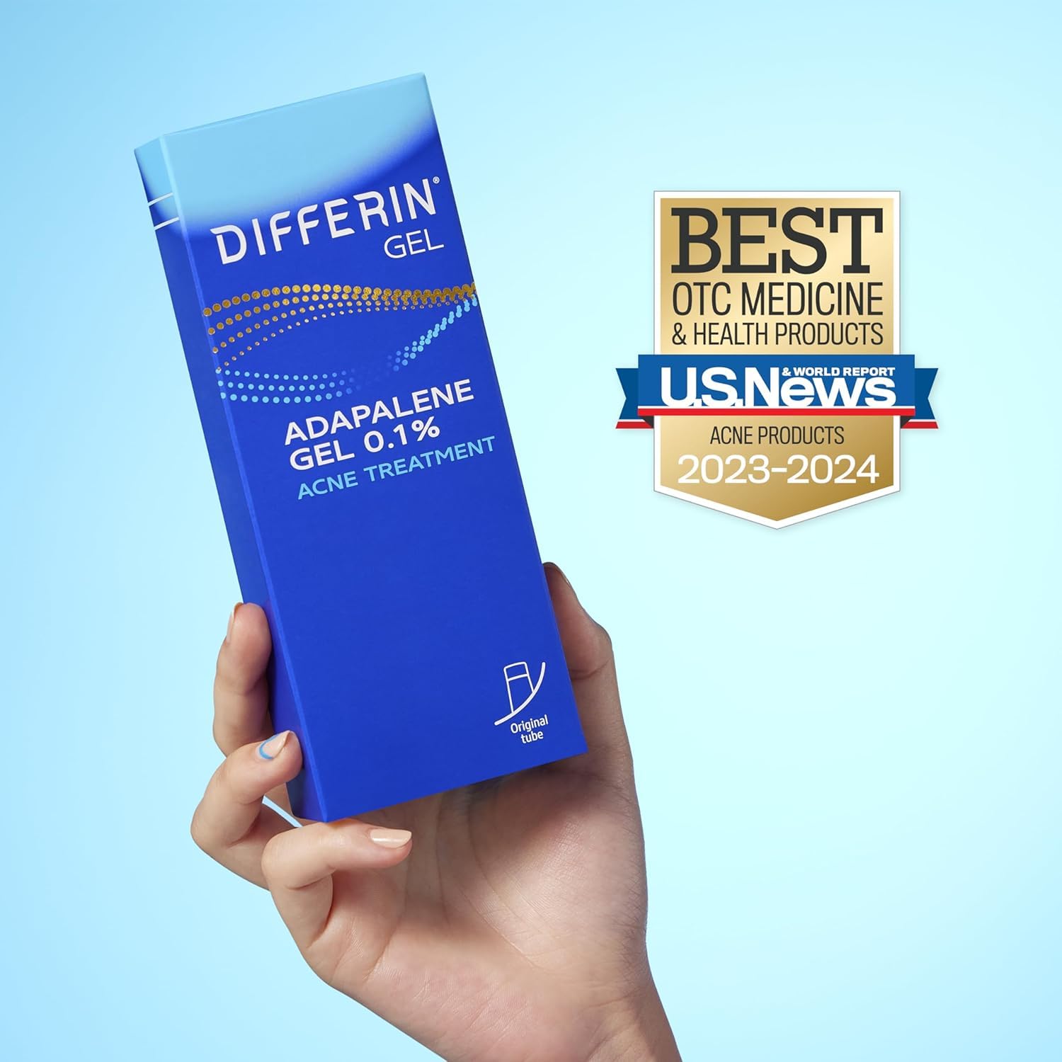 Differin Acne Retinoid Treatment Gel, 0.1% Adapalene, 45g Tube, 2ct