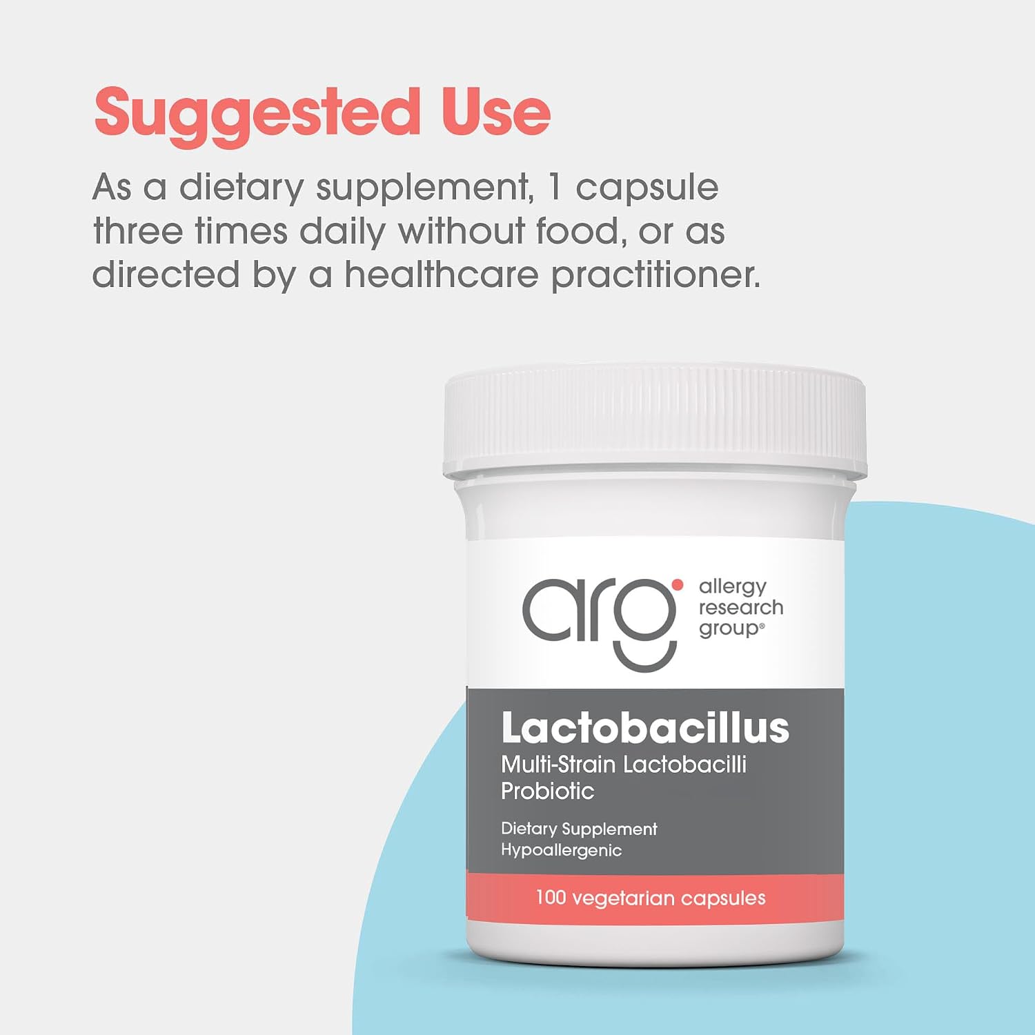 Allergy Research Group ARG Lactobacillus - Multi-Strain Probiotic Capsule - Gut & Digestive Health Support - Dairy Free