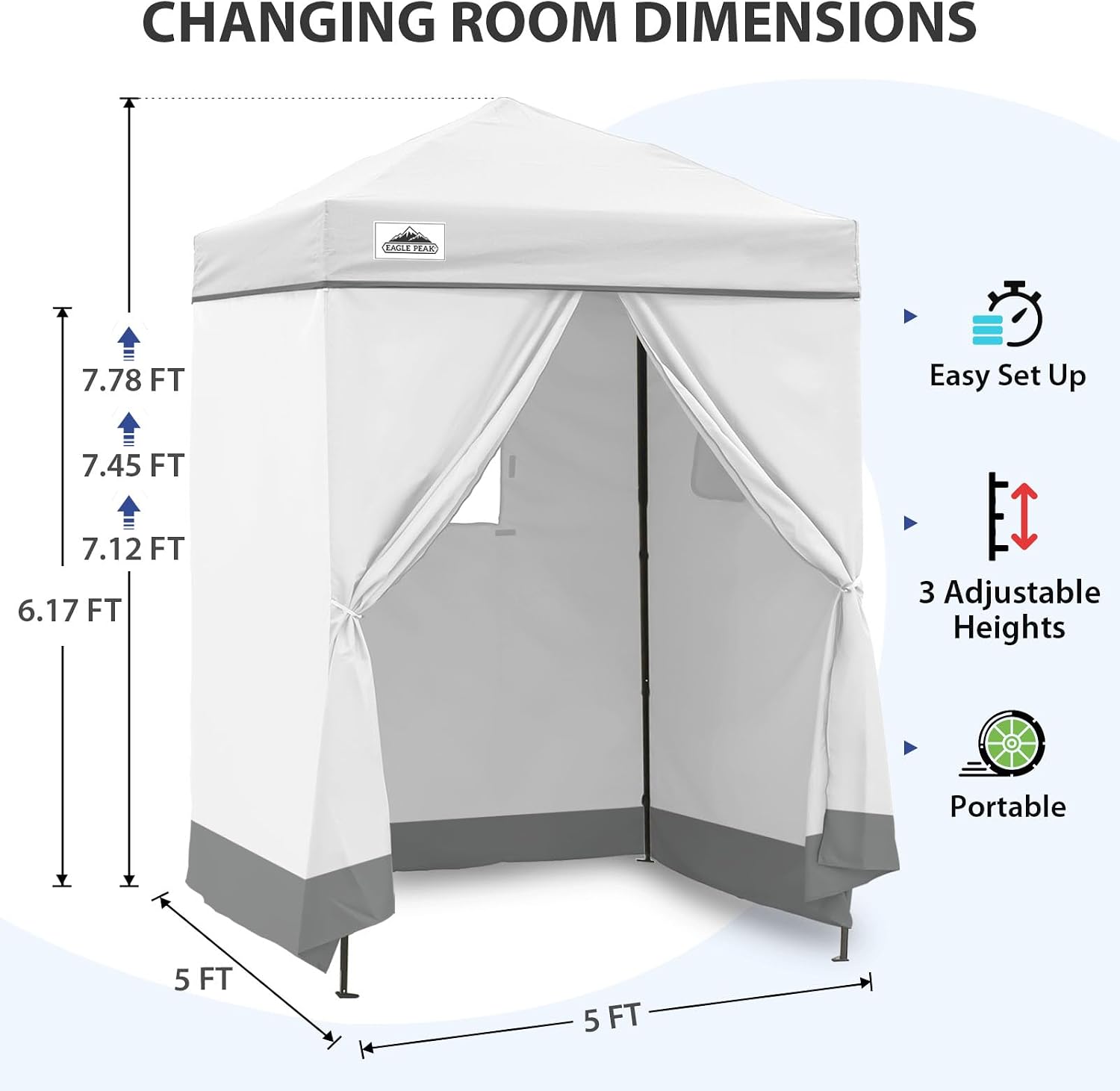 EAGLE PEAK 4x4 Pop Up Changing Tent, Outdoor Changing Room, Gray/White