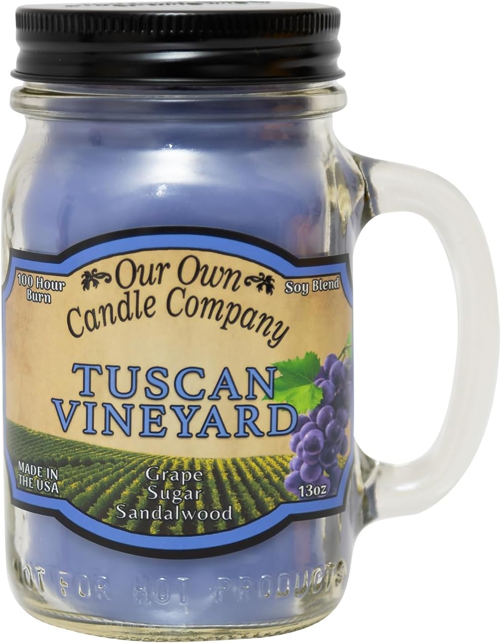Balsam Pine Scented Mason Jar Candle, Our Own Candle Company, 13 oz | Clean, fresh Balsam-pine-tree scent; soy blend wax; lead-free wick with patented straightener; long lasting