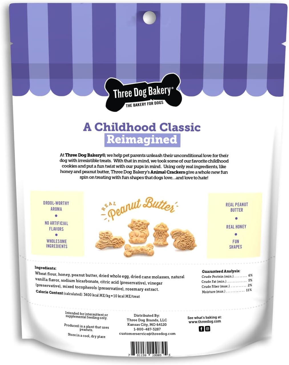 Three Dog Bakery Soft Baked Classic Cookies for Dogs - 13 oz Box | Oats & Apple Flavor - Made with Real Ingredients - Rolled Oats Dog Treats