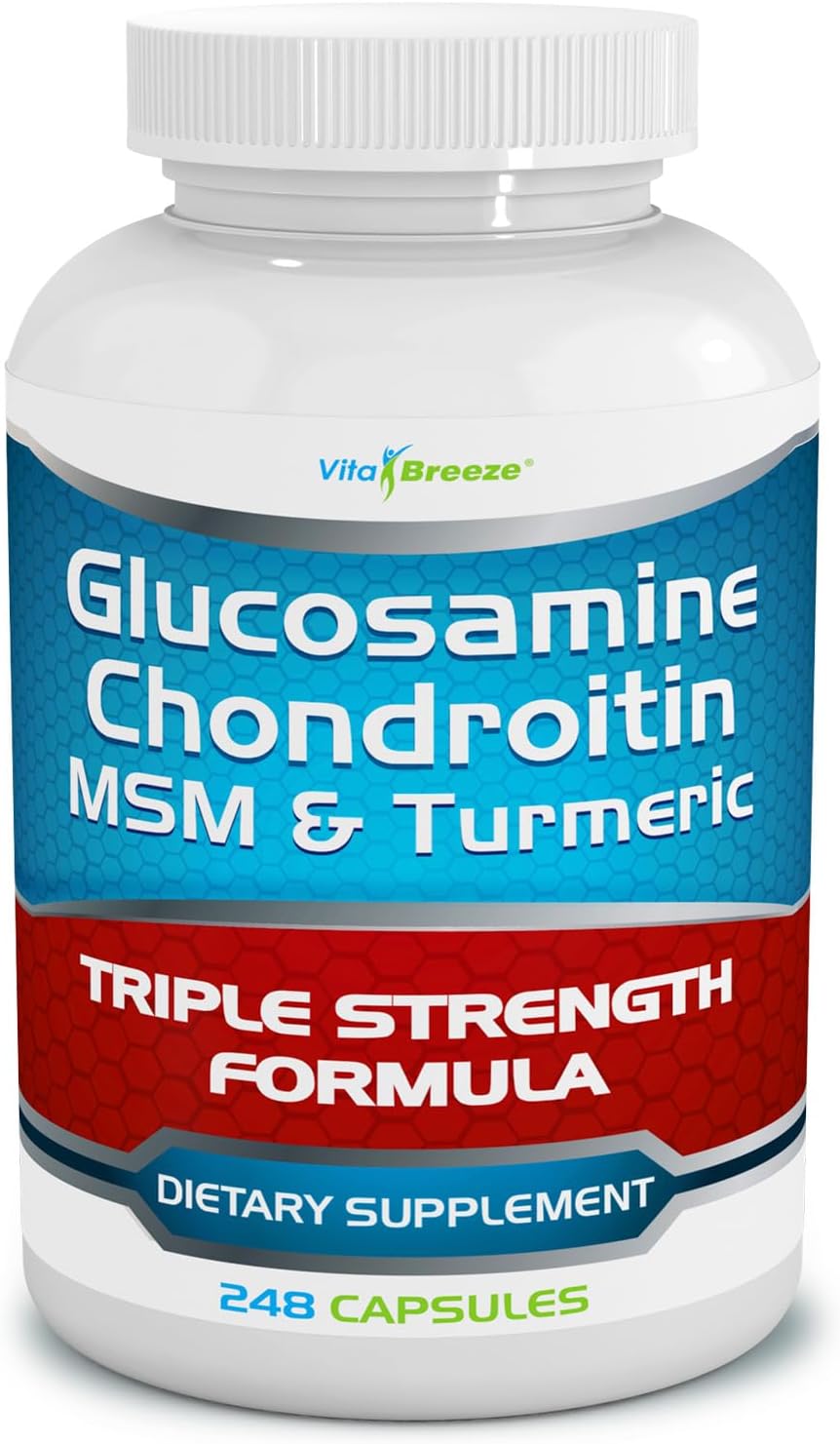 VitaBreeze Glucosamine Chondroitin MSM & Turmeric Supplement, 248 Capsules | Triple Strength Joint Support Supplement, Suitable for Men and Women