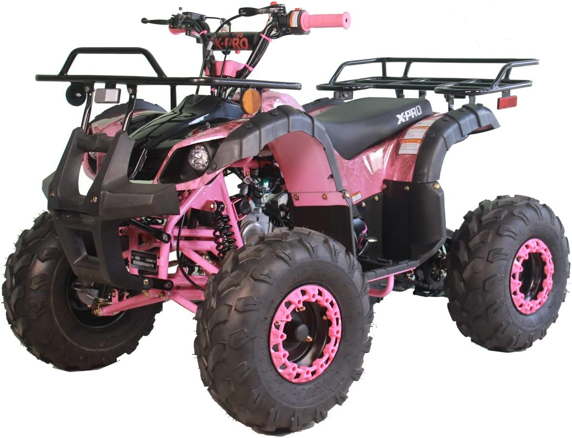 X-PRO 125cc ATV 4 Wheels Quad 125 ATV Quads with LED Lights, Big 19"/18" Tires!（Army Black）