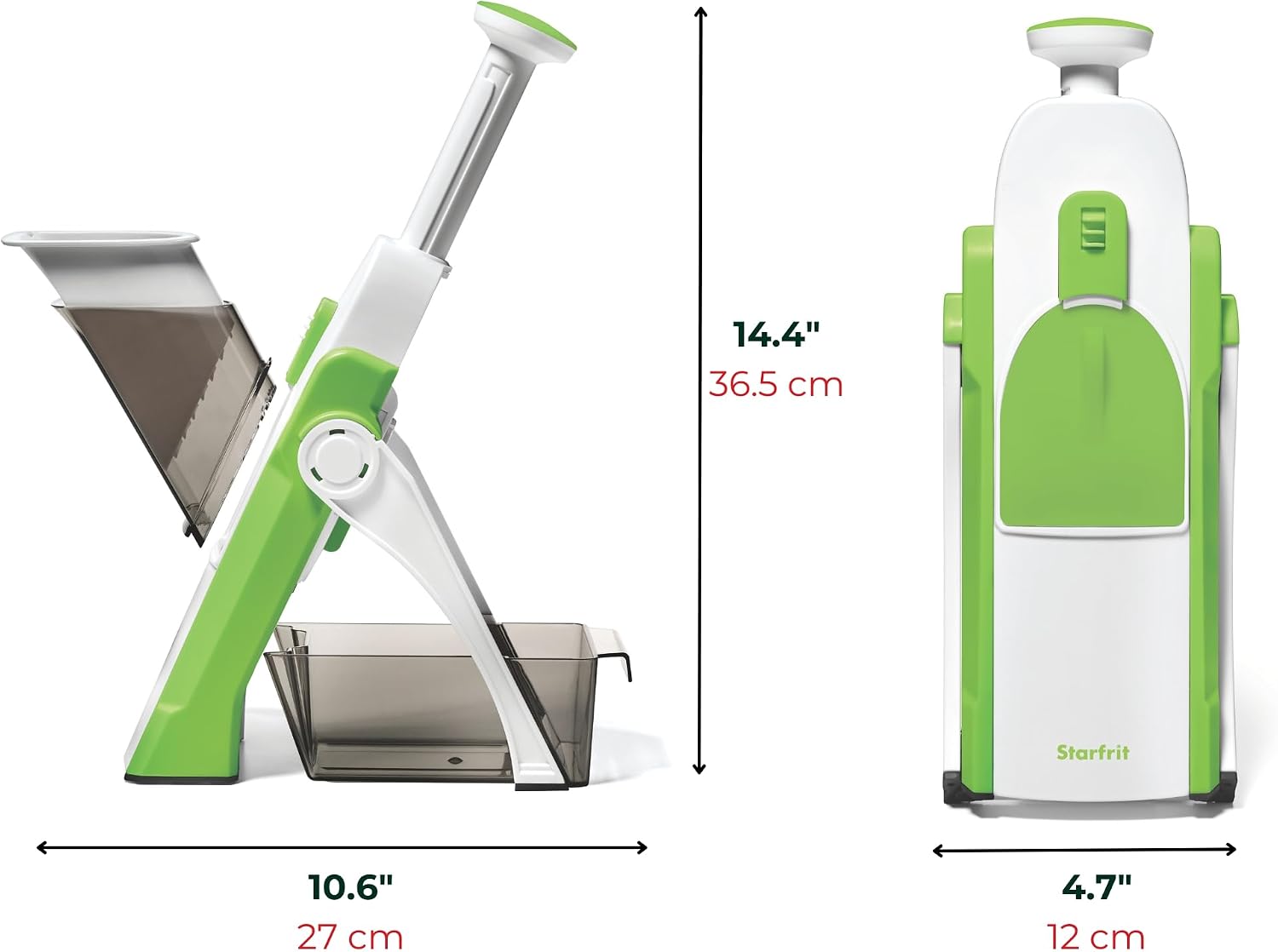 Starfrit Pump'n'Slice Vertical Mandoline, Food Slicer & Chopper, Safe