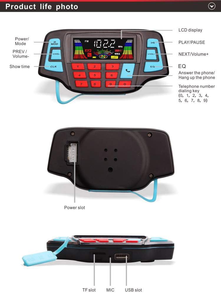 UTV ATV Bluetooth Amplifier Sound System Hand-free Speakers FM USB Audio System Stereo 2.5 Inch Speakers 12V Motorcycle Waterproof Audio FM Radio